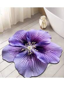 1 pièce Style populaire, tapis asymétrique en matériau de fausse laine, couleur pourpre à motif floral, convient pour le salon et la chambre à coucher en tant que tapis doux, tapis décoratif mode et polyvalent, lavable en machine (La taille asymétrique peut avoir un écart de 1 à 3 cm)
