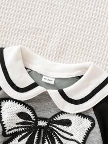 Young Girl New Autumn & Winter Bowknot Long Sleeve Long Pants Fleece Set