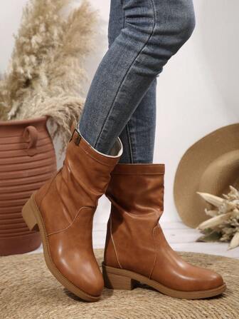 Women's Fashionable, Comfortable, Elegant, Minimalist Brown Ankle Boots