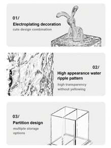 1 pieza Caja de almacenamiento de escritorio/baño, adecuada para guardar palillos, hilo dental, brochas de maquillaje pequeñas, con tapa para evitar el polvo, decorada con conejo/oso, adecuada para el hogar, hotel, restaurante. Gran regalo para mujeres, regalo de Navidad.