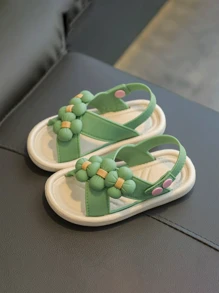 2025新款时尚女童串珠凉鞋防滑鞋底中大童夏季沙滩鞋女童百搭公主凉鞋适合春夏季 - 綠色 - 查看 4