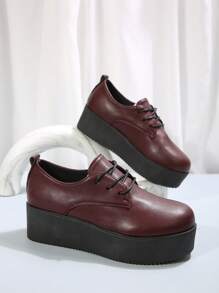 Women's Wedge Platform Shoes, Burgundy Comfortable Casual Shoes For Women - Burgundy - View 7