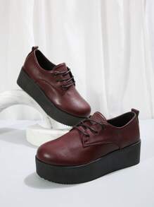 Women's Wedge Platform Shoes, Burgundy Comfortable Casual Shoes For Women - Burgundy - View 6