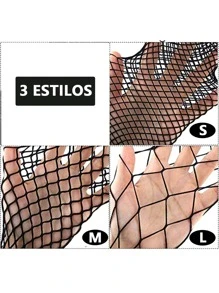 Medias Sexy Con Set Mallas Mujer Negro - Negro - Ver 8