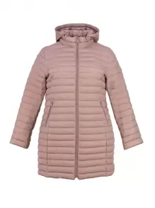 Casaco acolchoado casual chique de comprimento médio sem gola e elegante - Rosa - Ver 1
