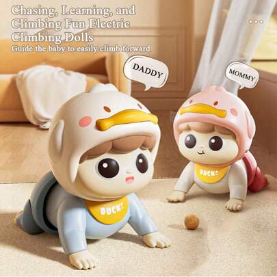 Baby Crawl Toy - Spädbarn sittande upp och mage Time Toy, Musikleksaker (1 låt), Motorisk kompetensutveckling Lärande Krypleksak för småbarn Pojke och flicka Födelsedagspresenter