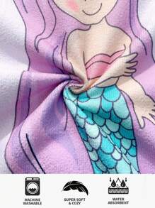 1pc Girls' Kids Extra Large Microfiber Highly Absorbent Hooded Beach Towel, Extra Long & Wide, Loose Fit, Zipper Design, Quick Dry, Windproof, Warm For Beach, Swimming, Mermaid Summer Wedding Home Bathroom Decor Beach Wear Back To School