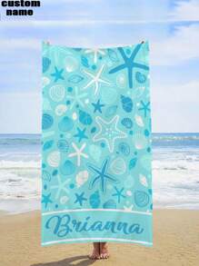 1pc Customized Beach Towel, Quick-Dry Swimming Towel, Comfortable Beach Towel, Fashionable Pool Towel, Customized Text, Starfish, Cute, Fun, Beautiful Yoga Mat, Beach Accessories, Mother's Day, Birthday, Ren's Day, Father's Day, Graduation, Wedding, Housewarming, Bathroom, Living Room, Bedroom, Home, Multi-Functional, Ornamental, Reusable, Breathable, Adorable, High-Quality, Cute, Soft, Custom, Personalized, Unique, Ideal Gifts For Him, Ideal Gifts For Kids, Bathroom, Home Summer Holiday Bathroom DecorTravel Essentials Travel Accessories Beach Essentials