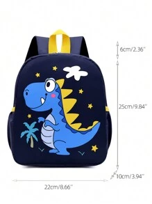 Kids' Cartoon Dinosaur Backpack, Lightweight And Easy-To-Carry Shoulder Bag For Toddler Boys