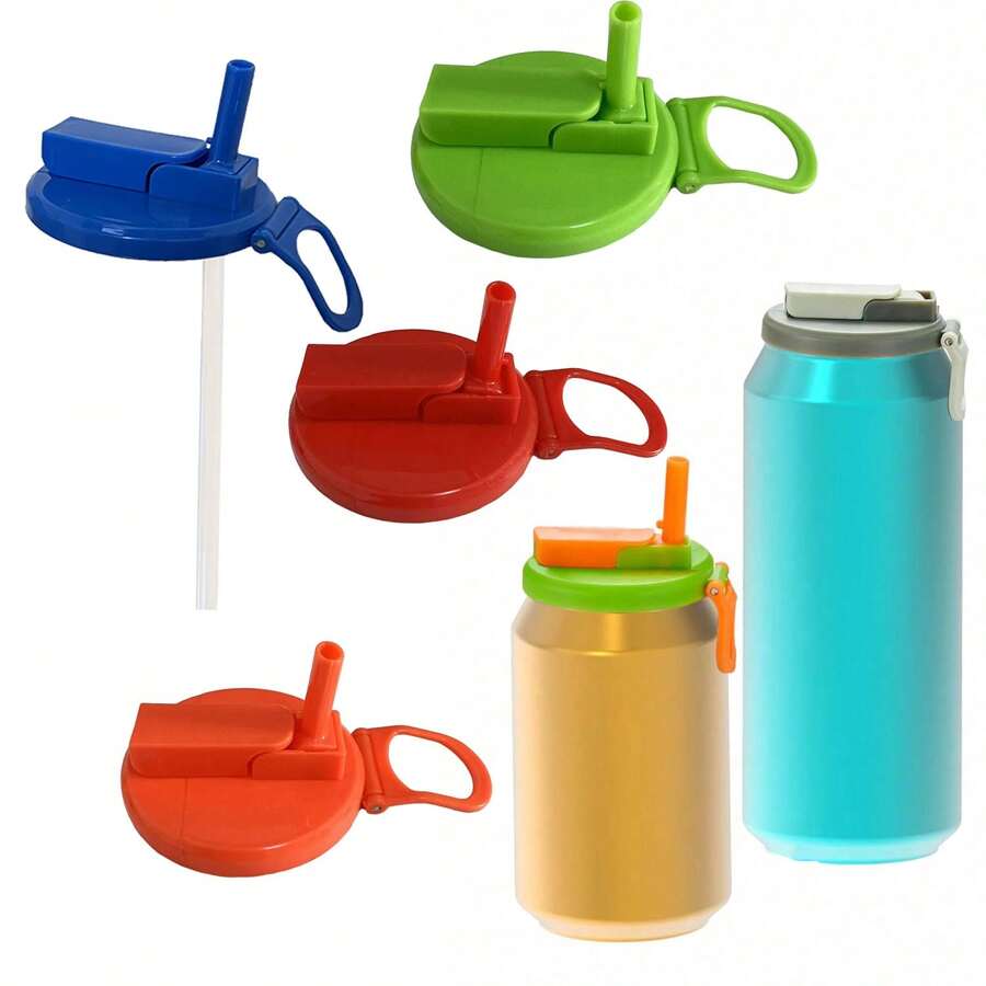 Coperchi per lattine di bibite, cannucce in silicone per lattine di bibite, riutilizzabili, adatti per lattine di bevande standard, birra, succhi, bibite, compatibili con lattine di bibite standard