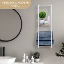 1pc 2-Tier Wall Mounted Towel Rack, Contemporary Metal Wall-Mounted Towel Rack - Multifunctional Bathroom Organizer, Easy Assembly, Space Saving Bathroom Organizer For Home, Bedroom, Towels, Hand Towels, Bath Towels.