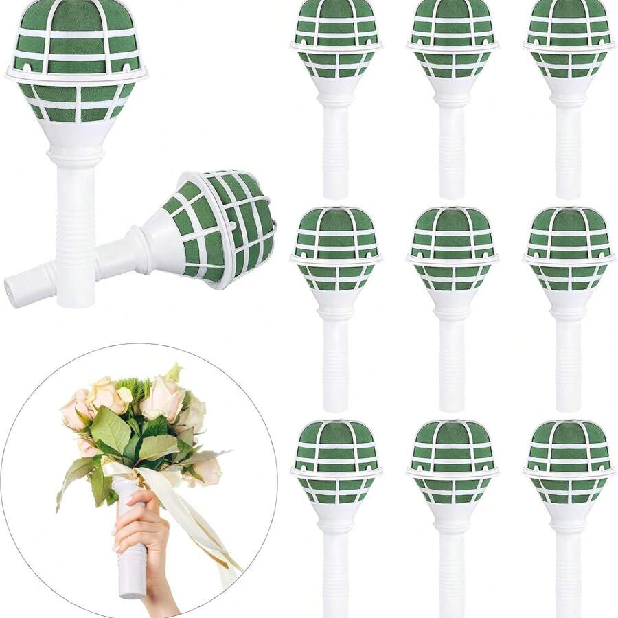 Bride's Bouquet Holder Bride's Bouquet Holder Foam Flower Handle Bouquet Holder Large Size Is Suitable For Bride's Artificial Flowers, Holding Flowers For Decoration, Valentine Day, Gift Gifts Birthday Graduation - Green - View 1