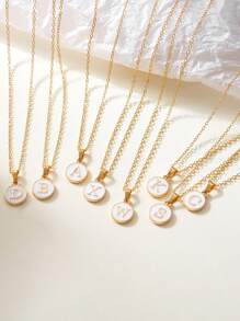 1pc Gold Name Initial Pendant Necklace, A-Z Option, Suitable For Daily Wear