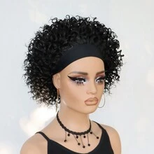 Afro Curly Headband Wig For Women Glueless Wig With Headband Heat Resistant Synthetic Wigs High-Quality Hair Wigs Suitable For Beginners,Daily Life,Cosplay,Holiday Curly Hair Hairband Wig