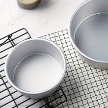 1pc/3pcs Thick 4/6/8/10 Inch Round Solid Base Baking Cake Mold Pan, Anodized Aluminum For Homemade Chiffon Cake, Non-Stick Surface Can Be Greased To Increase Release Difficulty Back To School