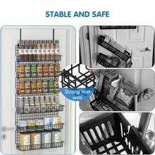 6-Tier Spice Rack Organizer With Door Hook, Wall Mounted & Over The Door Spice Racks For Kitchen Pantry Door Cabinet, Large Capacity, Black - màu đen - Xem 4