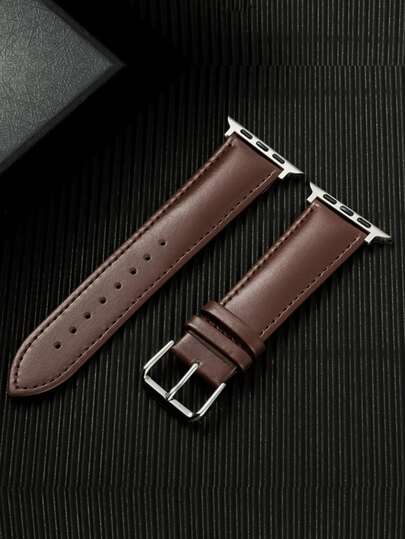 1PC Men Women Brown Leather Watch Strap Compatible With Apple Watch Band S10 S9 S8 S7 41mm 45mm 46mm Ultra 49mm 44mm 42mm 38mm 40mm Sport Simple Wrist Watchband Compatible With Apple Watch Series 11 10 9 SE 8 7 6 5 4 3 2 1 ,Fashion Smart Watch Strap Compatible With Apple Watch Bands,Bracelet Watch Strap Accessories, Compatible With Apple Watch ,Watchbands For Smartwatch
