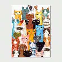 1入組北歐風格卡通貓各種色彩裝飾畫芯，適用於客廳和兒童房客廳，無框畫 - 彩色 - 查看 12