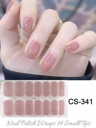 Halb gehärtete Gel Nagelstreifen 1 Blatt 14 Spitzen Extra lange Nagellack Streifen Nagel Aufkleber mit glänzender Gel Oberfläche Pink
