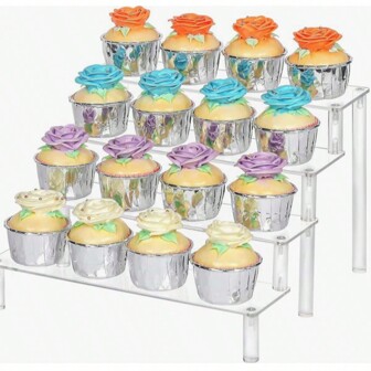 (20cm/7.87 pulgadas) Estante acrílico de mesa para postres, soporte para tazas de pastel, estante para aperitivos, mesa de buffet para postres, para mesa de cumpleaños, boda, decoración de escritorio, decoración de boda, suministros de fiesta de boda, accesorios de boda, soporte para pastel de boda