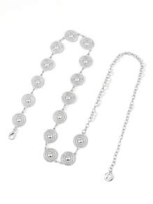 1 件女士腰链，银色雕花金属腰带，适合连衣裙、身体首饰配饰 - 銀色 - 查看 2