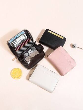 Fashionable Litchi Grain Front Slot Single Zipper Wallet Large Capacity Mini Coin Purse Suitable For Daily Matching Wallet Purse Wallet Mini Wallet Wallet Purse Wallet Card Wallet