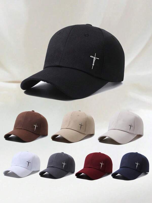 Adjustable Unisex Baseball Cap With Cross & Letter Print Pattern, Sun Hat For Outdoor, Suitable For Men & Women, Essential Casual Daily Wear