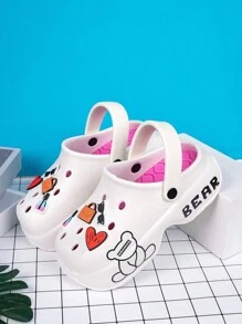 Women's Hollow Out EVA Cute & Fashion Lightweight Breathable Slip-On Sandals, Suitable For Indoor/Outdoor, School, Date, Travel, Thick Sole Beach Shoes
