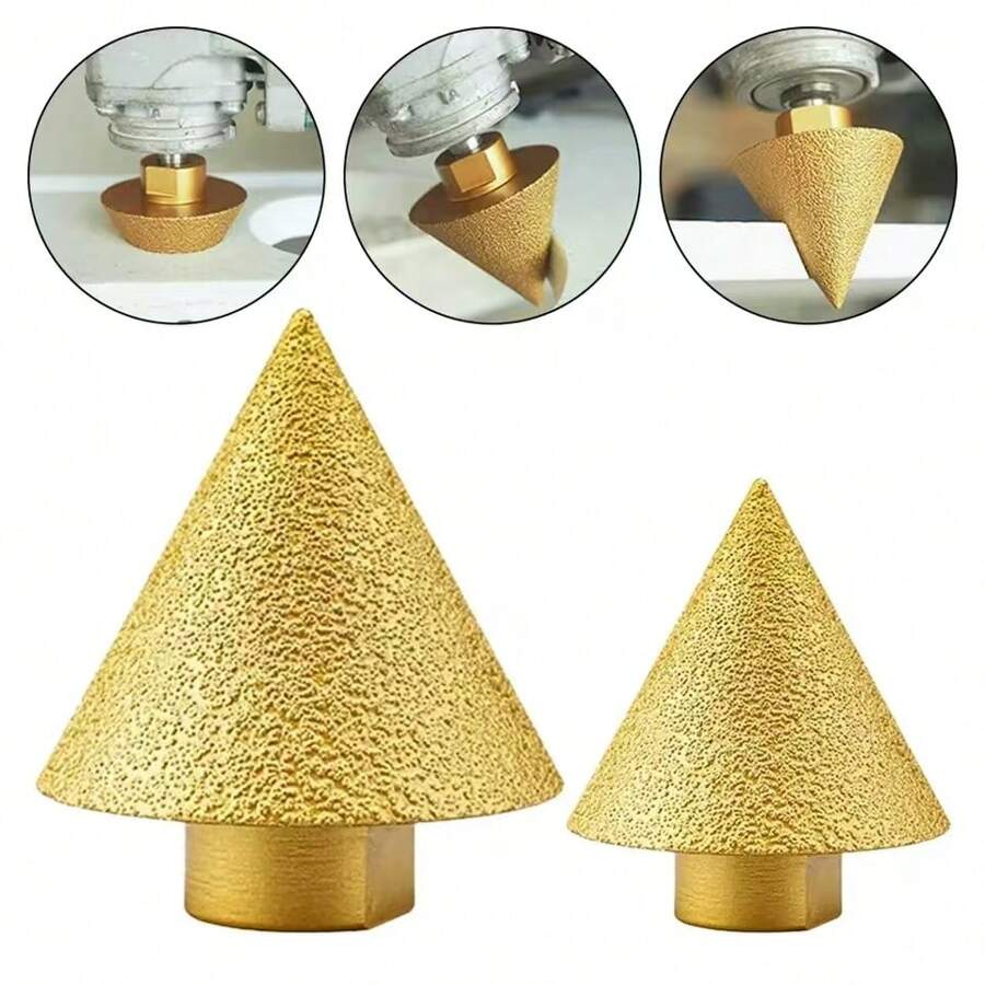 M10 Diamond Coated Chamfer Cutter Head, 38/50mm Conical Carving Polishing Grinding Wheel, Suitable For Tile Cutting And Edging