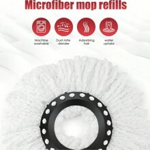 Spin Mop And Bucket, Mop And Bucket With Wringer Set 360° Spinning Mop Bucket With 3 Microfiber Mop Heads 61" Telescoping Handle For Office And Home Floor Cleaning (Black) - 黑色 - 查看 6