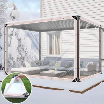 Outdoor Transparent Waterproof Plastic Film, Greenhouse Transparent Waterproof Tarpaulin, Gazebo Windproof Snowproof Rainproof Plastic Cloth For Farm, Plants, Chicken Coop, Patio Rain Cover, Awning, Canopy