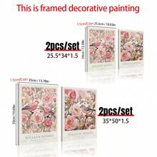 Set Of 2, William Morris Pink Art Print, Gallery Wall Art, Exhibition Poster, Large Wall Art, Peony, Floral Botanical Wall Art, Canvas Poster, Decor For Home- Bed Room, Hallway Decoration , Bathroom Gifts Birthday Graduation