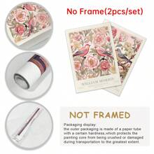 Set Of 2, William Morris Pink Art Print, Gallery Wall Art, Exhibition Poster, Large Wall Art, Peony, Floral Botanical Wall Art, Canvas Poster, Decor For Home- Bed Room, Hallway Decoration , Bathroom Gifts Birthday Graduation