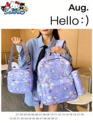 Sanrio Sanrio Hello Kitty Backpack For Boys And Girls, 6th Grade Printed New Style, Thickened Backpack For Primary And Secondary School Students, Spine Protection, Ultra Light Three Pieces Set Backpack Bag Back To School