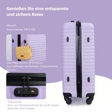 Sweiko Sweiko Hard Shell Suitcase, Rolling Suitcase, Travel Suitcase, Hand Luggage 4 Wheels, ABS Material, TSA Customs Lock, 58.5*39.5*23, Light Purple