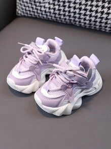 1 双优质儿童运动鞋，透气网眼休闲运动鞋，适合男孩/女孩，适合幼儿，春季/秋季 - 紫色 - 查看 15