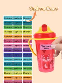 60/120/180/240pcs-Custom Solid Color Name Stickers, Waterproof, Personalized Name Stickers, Multi-Purpose Office Supplies, School Supplies, Home Supplies, Back To School Gifts, Student School Office Stationery