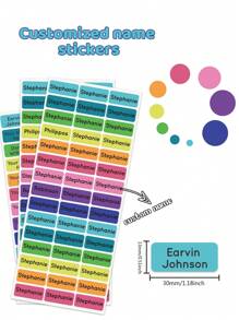 60/120/180/240pcs-Custom Solid Color Name Stickers, Waterproof, Personalized Name Stickers, Multi-Purpose Office Supplies, School Supplies, Home Supplies, Back To School Gifts, Student School Office Stationery