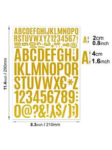 10pcs Metallic Foil Letter Stickers, DIY Waterproof Self-Adhesive Alphabet & Numeric Symbol Stickers For Gift Decoration Back To School School Supplies - Gold - View 11