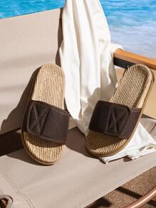 时尚男士黑色一脚蹬凉鞋，新款夏季时尚户外街头防滑凉鞋，休闲运动室内外男女通用拖鞋