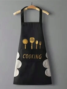 1pc Waterproof & Oil-Proof Apron With Detachable Hand Towel, Kitchen And Cooking Protective Clothing - Multicolor - View 9