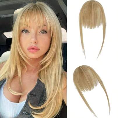 Human Hair Extensions Clip In Bangs French Bangs Clip On Bangs With Temple Natural Thick Fake Bangs Fringe Bangs Hairpieces For Women Daily Wear