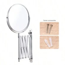Extendable 1X/5X Vanity Mirror For Women & Men, 360°Swivel Accordion Makeup Mirror, 15 Inch Wall Mounted Double Side Shaving Bathroom Mirror. - Silver - View 5
