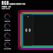 15W Fast Wireless Charging RGB Gaming Mouse Pad - 14 Light Modes, Oversized Size, Non-Slip Rubber Material - Perfect For PC Laptop And Desk Mat - Black - View 7