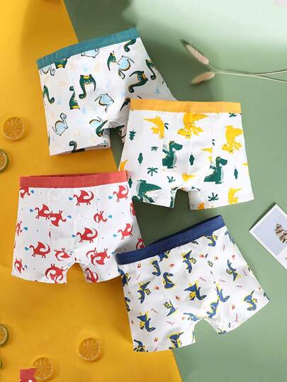 OTCRAFT 4 PCS/Pack Cute Soft Boxer Briefs For Young Boys