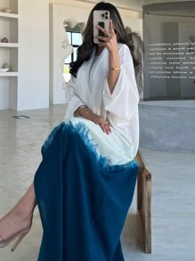 1pc Tie Dye Tie Dye Wavy Pattern Casual Long Robe, Elegant, Lightweight, Refined Fabric & Craftsmanship, Graceful High-End Cardigan Abaya - Abaya - View 6