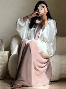 1pc Tie Dye Tie Dye Wavy Pattern Casual Long Robe, Elegant, Lightweight, Refined Fabric & Craftsmanship, Graceful High-End Cardigan Abaya - Abaya - View 8