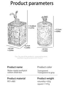 1 pieza Caja de almacenamiento de escritorio/baño, adecuada para guardar palillos, hilo dental, brochas de maquillaje pequeñas, con tapa para evitar el polvo, decorada con conejo/oso, adecuada para el hogar, hotel, restaurante. Gran regalo para mujeres, regalo de Navidad.