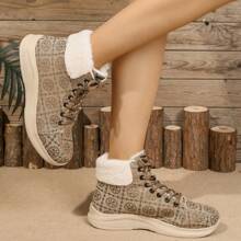 Bottes de neige antidérapantes et chaudes avec doublure thermique, à lacets pour femmes