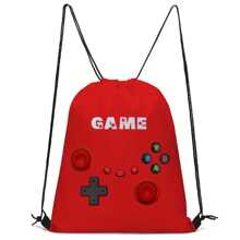 Gaming Themed Drawstring Backpack, Creative Pattern Drawstring Backpack For Fitness, Hiking, Travel Backpack, School Bag, S Bag, S Backpack, Small Backpack, Bag School, School Backpack, Bag, Rucksack, School Bag - Multicolor - View 16